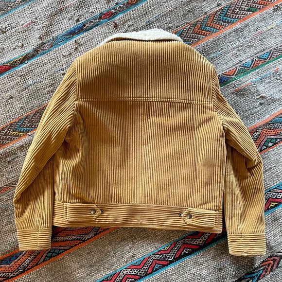 Sandro Shearling & Corduroy Trucker Jacket in Mustard - Season H2018 - Size M - Picture 11 of 15